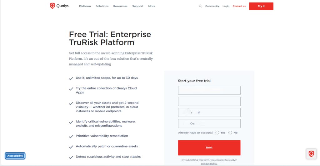 Qualys Free Trial Enterprise edition