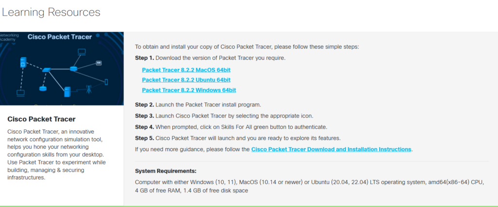 cisco packet tracer files for different operatin systems like macos windows and linux versions showcased with installation steps in 2025 guide and software is completely free for ccna and ccnp professionals and students 