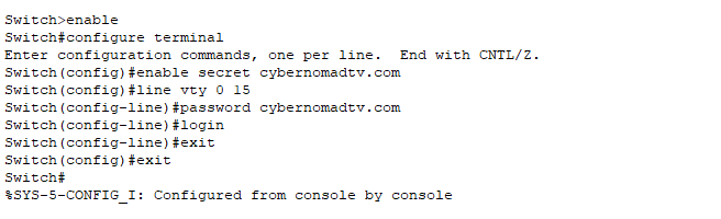 verify commands cisco privilege mode and check password and configuration on cisco ios switch